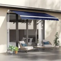 PAGED Awning Retractable Patio Awning with Manual Crank Handle, Aluminum Frame, Adjustable Protection for Deck, Yard