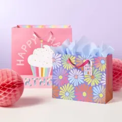 Daisies Gift Bag - Spritz&trade;: Medium Floral Gift Bag for All Occasions, Multi-Colored, 10"x12.75"x5"