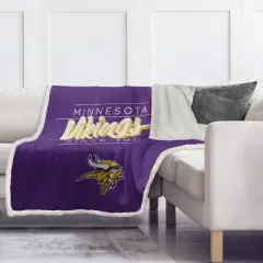 NFL Minnesota Vikings Legacy Script Sherpa Flannel Fleece Blanket