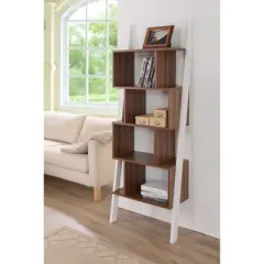 Ascencio Ladder Bookshelf and Display Case White/Walnut&nbsp; - HOMES: Inside + Out