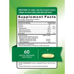 Nature's Truth Fish Oil Omega 3 | 2000 mg | 60 Softgels | Lemon Flavor | EPA & DHA | Non-GMO and Gluten Free Supplement