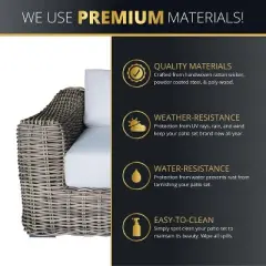 Kinger Home Hawaii 4-Piece Wicker Patio Furniture Set, Outdoor Conversation Patio Set with Deep Seating