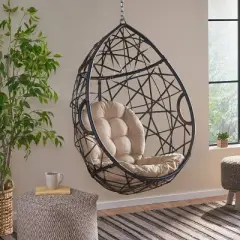 Cayuse Wicker Tear Drop Hanging Chair - Brown/Tan - Christopher Knight Home