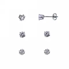 FAO Schwarz CZ Stone Trio Earring Set