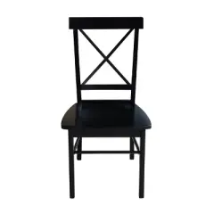 Set of 2 X Back Chairs with Solid Wood Seats Black - International Concepts