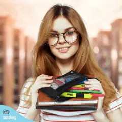 Enday Double Zipper Binder Pencil Pouch