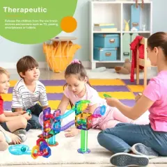 PICASSO-TILES Marble Run Magnetic Tiles for Kids, Construction Magnet Tiles Race Track Building Blocks STEM Toy, 61 PCS