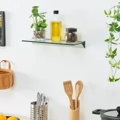 Floating Glass Shelf on Aluminum Bar Clear - Danya B. 