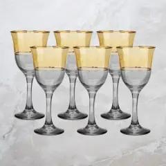 Classic Touch Set of 6 Amber/Gold Water Glasses