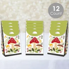 Big Dot of Happiness Wild Mushrooms - Red Toadstool Party Gift Favor Bags - Party Goodie Boxes - Set of 12