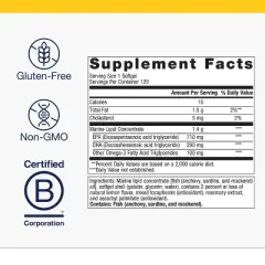 Metagenics OmegaGenics Fish Oil 1000mg, High Potency Omega-3 EPA & DHA, Heart, Musculoskeletal & Immune Health, 120 Softgels