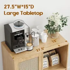 SEVOBAL 47" Sideboard Cabinet Storage Bar Cabinet with Rose Racks Buffet Cabinet for Home Living Room Kitchen Entryway, Beige, 15"*27.5"*33.8"