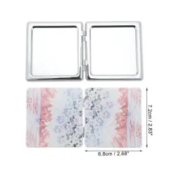 Unique Bargains Hand-painted Oil Painting Makeup Mirror Blue Pink 1 Pc