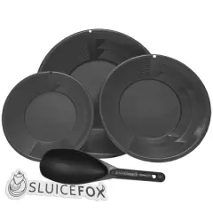Sluice Fox 3 Different Size Gold Pans And Prospector's Scoop