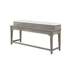 76" Wandella Marble Top Dining Table Beige Fabric/Rustic Oak Finish - Acme Furniture