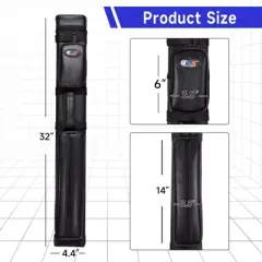 GSE 3x6 Square Hard Pool Cue Case, Billiard Stick Carrying Case for 3 Sticks, Billiard Cue Cases