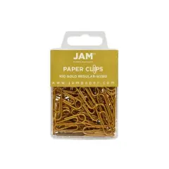 JAM Paper Colored Standard Paper Clips Small 1 Inch Gold Paperclips 21832058A