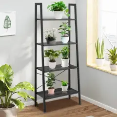 Tangkula 4-Tier Ladder Bookshelf Display Ladder Rack Free-Standing Plant