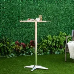 HOMCOM 24&rdquo; Adjustable Square Stainless Steel Top Aluminum Standing Bistro Bar Table