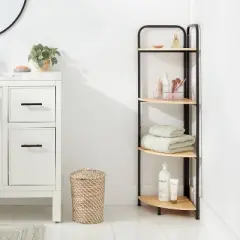 Corner Bath Wood Storage Tower Black Metal - Brightroom&trade;