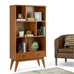 Tierney Solid Hardwood Mid Century Wide Bookcase and Storage Unit - Wyndenhall