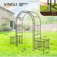 VINGLI Garden Arbor Arch, Wedding Arch Archway for Ceremony Party, Trellis for Plant Climbing for Backyard, Lawn, Patio, Yard