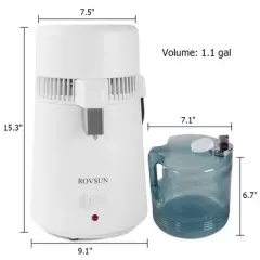ROVSUN 1.1 Gallon Countertop Water Distiller with Flame-Retardant Material, BPA-Free Container & Stainless Steel Interior, 750W Water Distiller