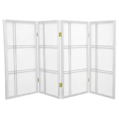 3 ft. Tall Double Cross Shoji Screen - White (4 Panels) - Oriental Furniture