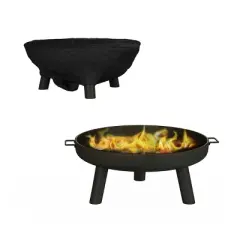 Nature Spring Round Steel Outdoor Fire Pit &ndash; Black