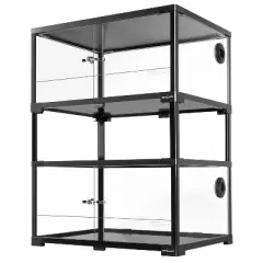 REPTIZOO 23 Gallon Double-Deck Reptile Tank, 24" x 18" x 32" Tall Reptile Terrarium, Front Opening, Full Vision, Knock Down, Large Glass