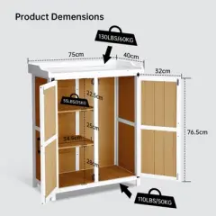 Potting Bench, Outdoor Garden Work Bench with Metal Top - Waterproof Storage Cabinet for Backyard, Patio, Wood Color