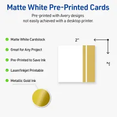Avery Printable Square Cards, Gold Double-Dipped Edge, 2" x 2", Matte White Square Cards, Laser/Inkjet, 120ct, Great for Business Cards