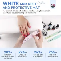 SAVILAND Pro Salon Armrest System - XL Ergonomic Hand Rest w/ Microfiber Leather Mat.(White)