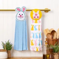 The Lakeside Collection Embroidered Kitchen Towels Bunny Peeps Set of 2