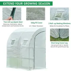 Aoodor 6.7ft. x 3.3ft. x 7.2ft. Outdoor Walk-in Greenhouse Lean to Portable Wall Two Doors