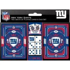 MasterPieces Officially Licensed NFL New York Giants 2-Pack Playing cards & Dice set for Adults