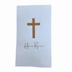 Paper Frenzy He is Risen Easter Religious Foil Printed Dinner Napkins - 25pk