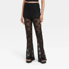 Women's Mid-Rise Flare Sheer Lace Pants - Wild Fable&trade;