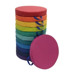 Factory Direct Partners 12pc 15" SoftScape Kids' Round Floor Cushions Prism: Foam Soft Play Equipment, Ages 2+, 100lb Capacity