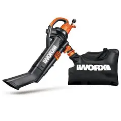 Worx WG509 12 Amp TRIVAC 3-in-1 Electric Leaf Blower with All Metal Mulching System