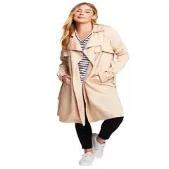 June + Vie by Roaman's Women&rsquo;s Plus Size Twill Trench Coat