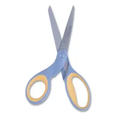 Westcott Titanium Bonded Scissors, 8" Long, 3.5" Cut Length, Gray/Yellow Straight Handle