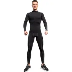Anna-Kaci Active Men's Long Sleeve Compression Shirt with Mock Neck and Stretch Fit for Performance and Training