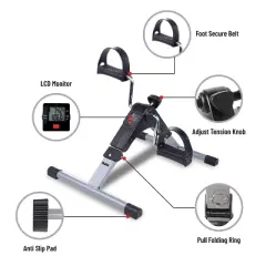 TRAKK Mini Exercise Bike, Under Desk Bike Pedal Exerciser Portable Foot Cycle Arm & Leg Peddler Machine with LCD Screen