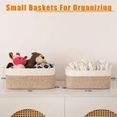 Itopfox 4 Pack Woven Storage Baskets, Small Decorative Bins for Shelves Organizer Baskets for Home, Office, Baby Room, Living Room, Bedroom, Bathroom