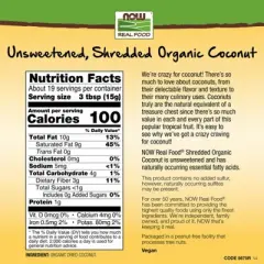 Coconut Organic Unsweetened by Now Foods  -  10 oz Bulk
