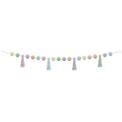 Teacher Created Resources&reg; Pastel Pop Pom-Poms and Tassels Garland, 60", Pack of 3