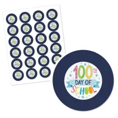 Big Dot of Happiness Happy 100th Day of School - 100 Days Party Circle Sticker Labels - 24 Count