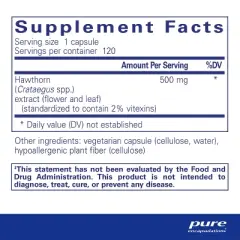 Pure Encapsulations Hawthorn Extract - Crataegus Oxyacantha Hypoallergenic Supplement for Cardiovascular System Support - 120 Capsules