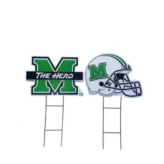 NCAA Marshall Thundering Herd 2pk Logo and Helmet Garden Stake Set